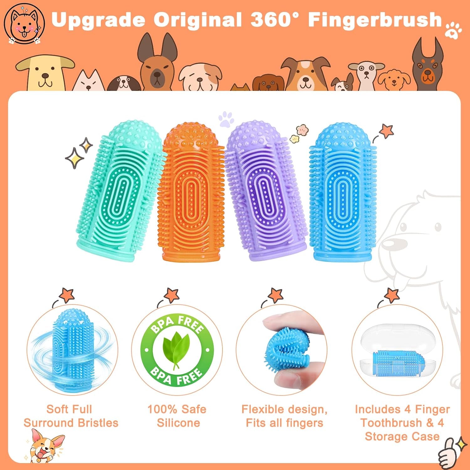 Finger Toothbrush 4pcs Set